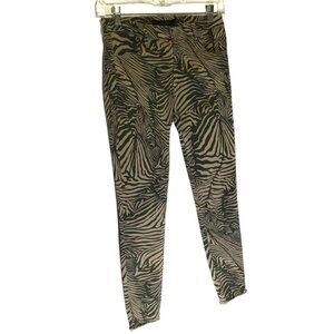 J Brand Alana Zebra Van Patten Women's Animal Print Skinny Raw Hem Jeans Size 26
